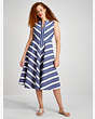 Stripe Double Cloth Midi Dress, Sailboat Blue, Product