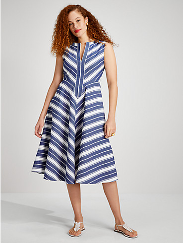 stripe double cloth midi dress, , rr_productgrid