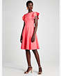 Ponte Flutter-sleeve Dress, Dark Coral Lipstick, Product