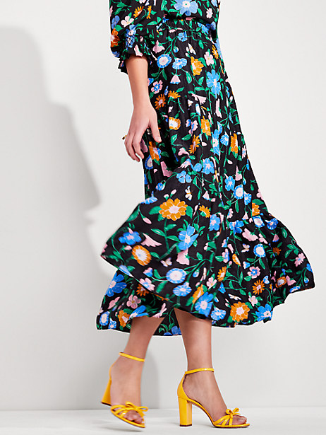 Kate Spade Floral Garden Cloqué Skirt In Black | ModeSens