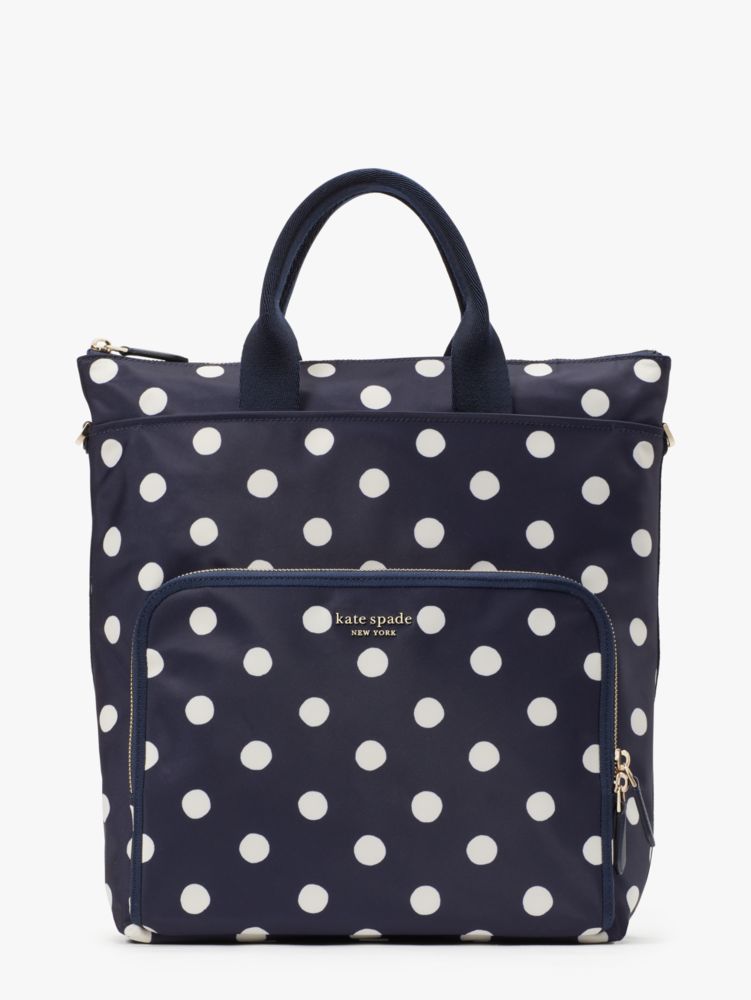 Kate Spade - Navy & Multicolor Polka Dot Zippered Leather Laptop