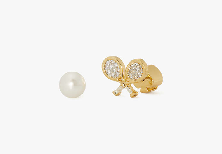 Queen Of The Court Tennis Asymmetrical Studs, Cream Multi, Product