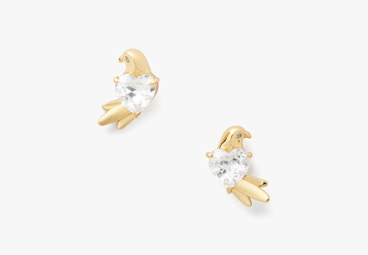 Love Birds Studs, Clear/Gold, Product image number 0