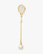 Queen Of The Court Tennis Racket Linear Earrings, Cream Multi, Product