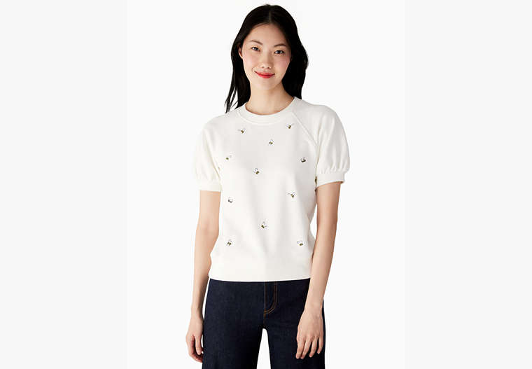 Bee-embroidered Pullover, Cream, Product image number 0