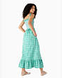 Gingham Smocked-bodice Dress, Wintergreen/Blue Glo, Product
