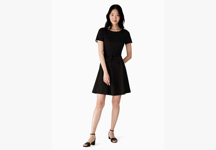 Larabee Dot Tie-waist Ponte Dress, Black, Product image number 0