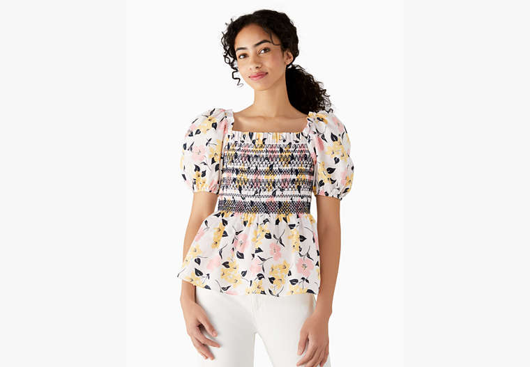 Lily Blooms Puff-sleeve Top, Cream, Product image number 0
