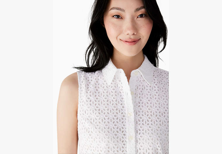 Eyelet Shirtdress, Fresh White, Product