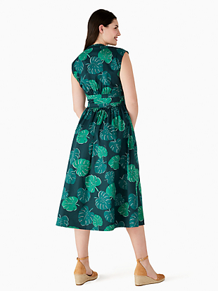 monstera leaves poplin bow dress by kate spade new york hover view