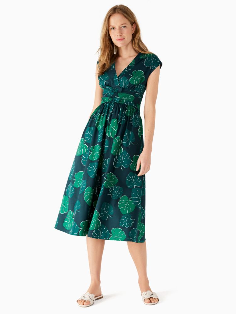 Monstera Leaves Poplin Bow Dress | Kate Spade Surprise