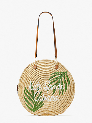 sunkiss cabana straw medium circle tote by kate spade new york non-hover view