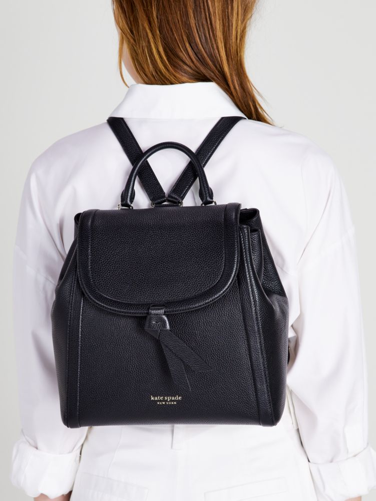 Women's black knott medium flap backpack | Kate Spade New York UK