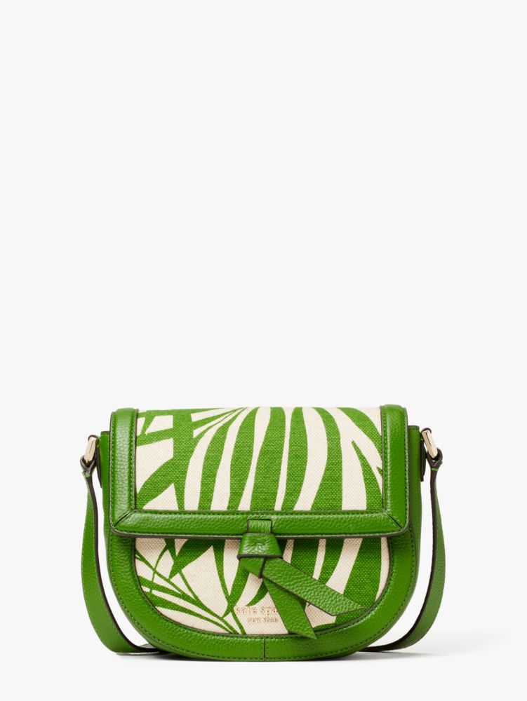 Women's bitter greens multi knott palm canvas medium saddle bag | Kate Spade  New York NL