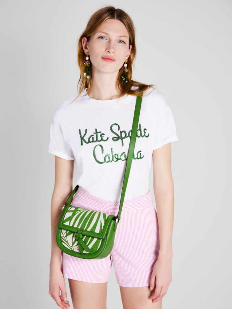 Women's bitter greens multi knott palm canvas medium saddle bag | Kate Spade  New York NL