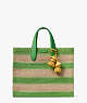 Manhattan Striped Straw Large Tote, Summit Green Multi, ProductTile
