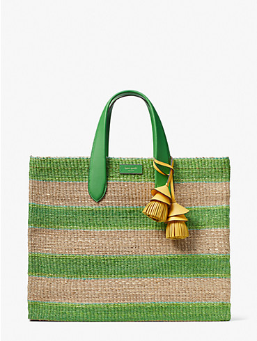 manhattan striped straw large tote, , rr_productgrid