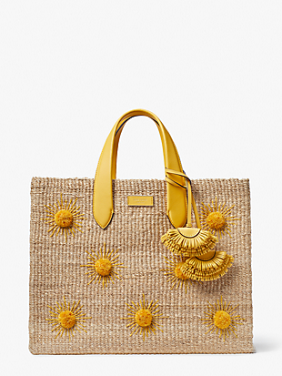 manhattan sun embroidered raffia large tote by kate spade new york non-hover view