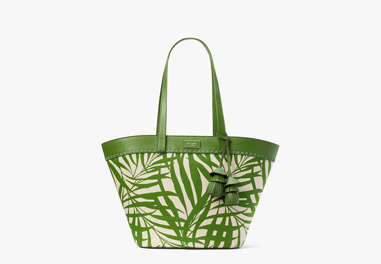 The Pier Palm Fronds Canvas Medium Tote, Bitter Greens Multi, Product image number 0