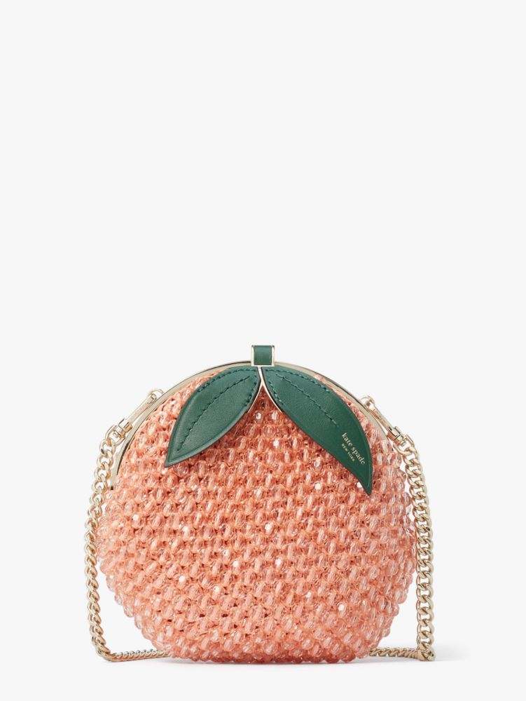 Bellini Embellished Crochet 3 D Peach Crossbody, Guava Juice, ProductTile