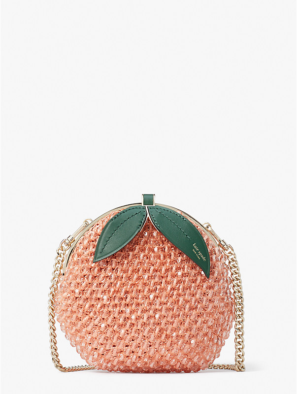 bellini embellished crochet 3d peach crossbody, , rr_large