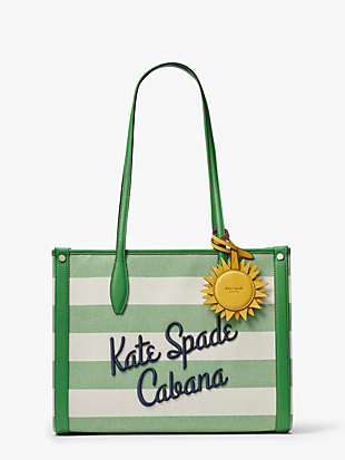 market cabana striped canvas medium tote by kate spade new york non-hover view