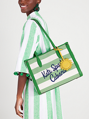 market cabana striped canvas medium tote by kate spade new york hover view