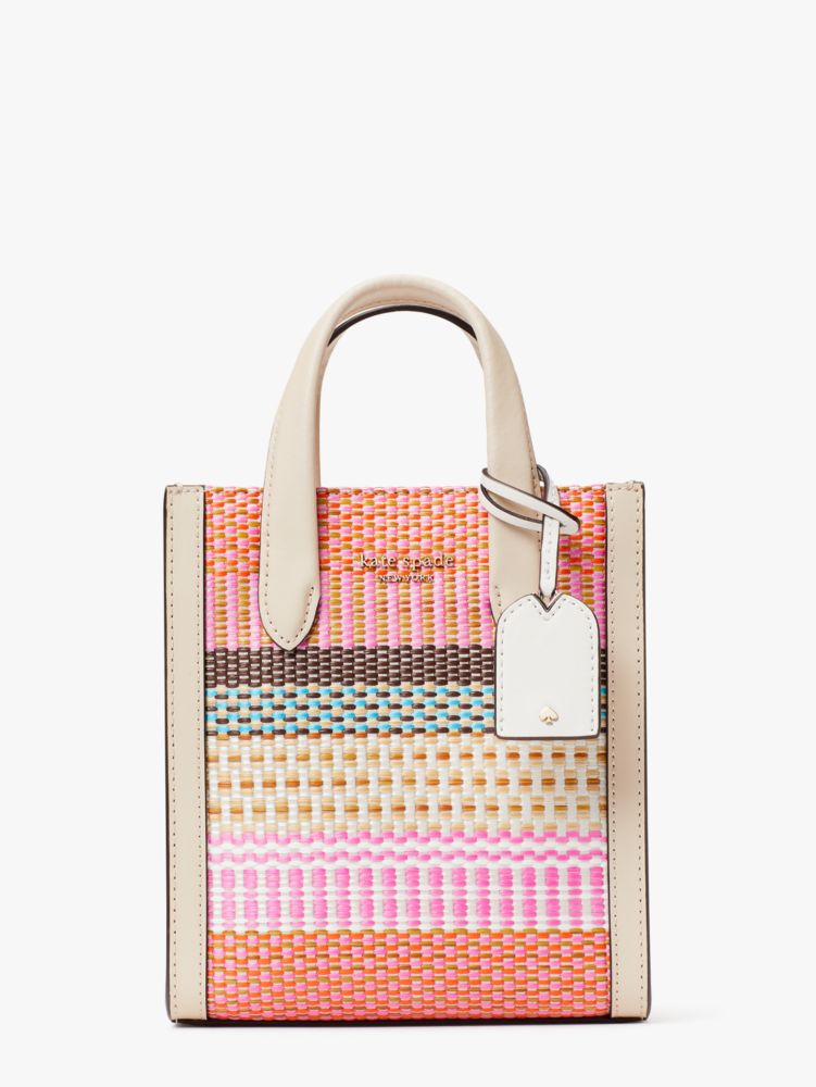 美品】kate spade マンハッタン ウーブン ファブリック ミニトート-