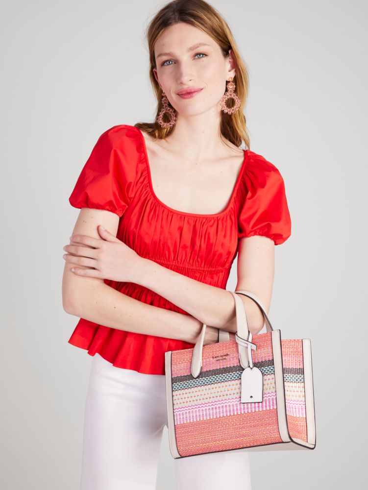 Manhattan Striped Small Tote, Pink Multi, Product