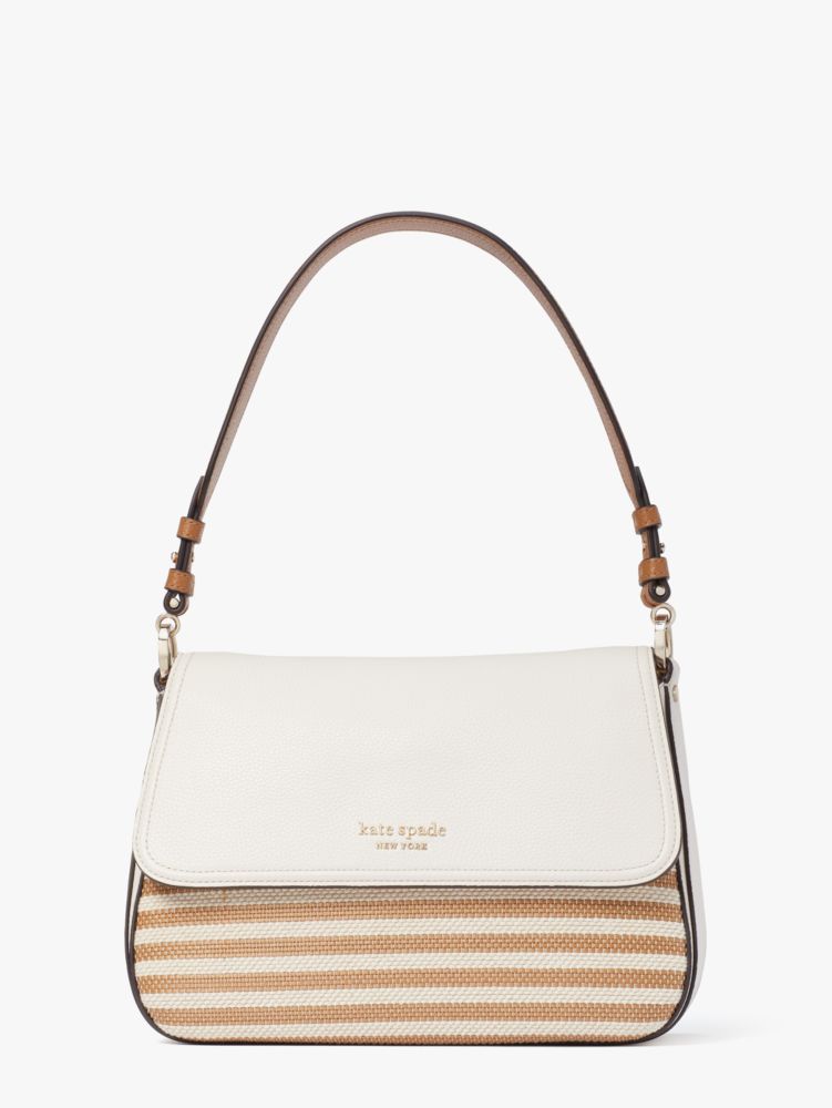 Hudson Striped Medium Convertible Shoulder Bag, Parchment Multi, ProductTile