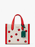 Manhattan Tomato Embroidered Canvas Small Tote, , s7productThumbnail