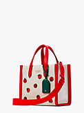 Manhattan Tomato Embroidered Canvas Small Tote, , s7productThumbnail