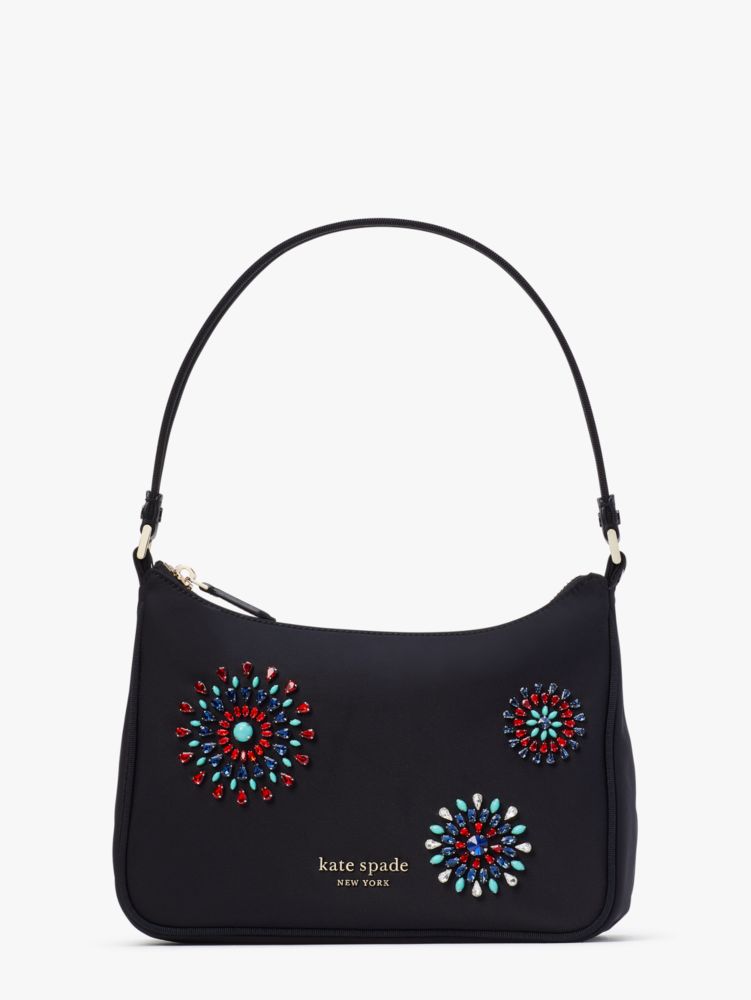 The Little Better Sam Fireworks Embellished Nylon Small Shoulder Bag, Black Multi, ProductTile