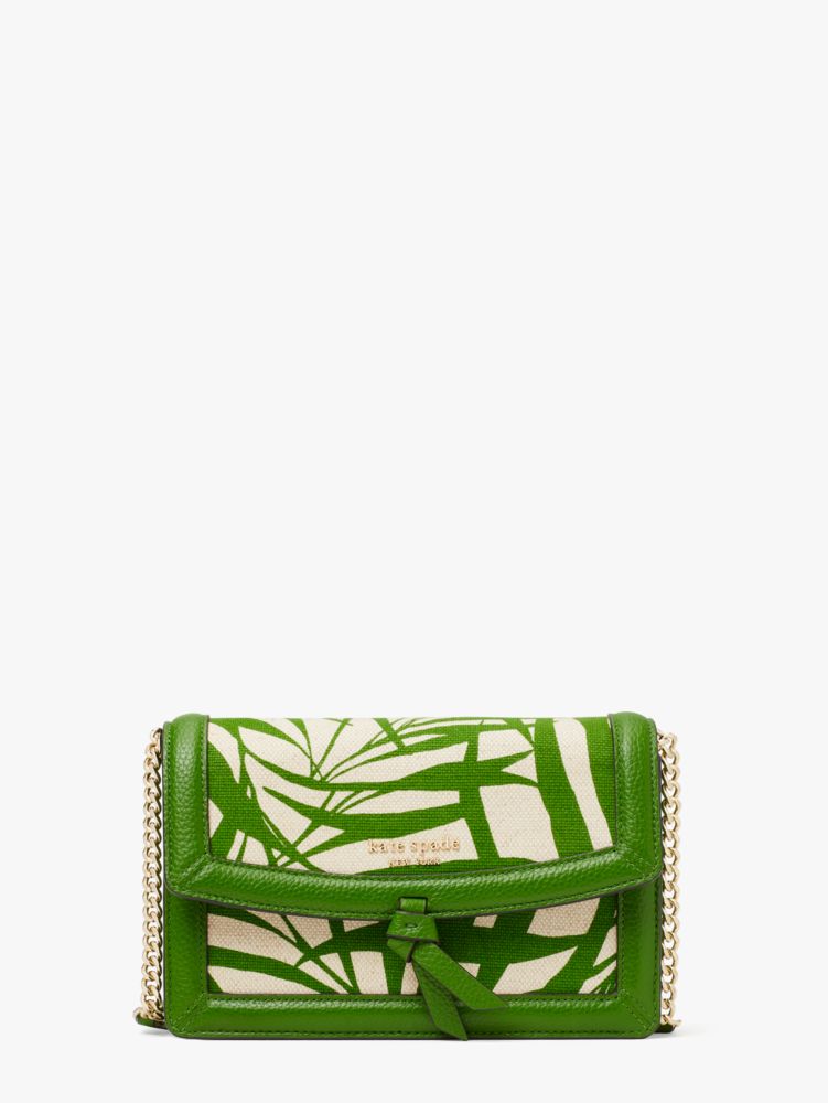 Women's bitter greens multi knott palm fronds canvas flap crossbody | Kate  Spade New York FR