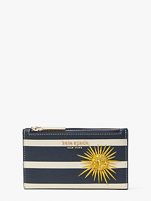 sunkiss embellished small slim striped bifold wallet by kate spade new york non-hover view