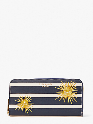 sunkiss embellished striped zip around continental wallet by kate spade new york non-hover view