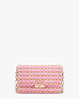Carlyle Raffia Tweed Chain Wallet, Pink Multi, Product