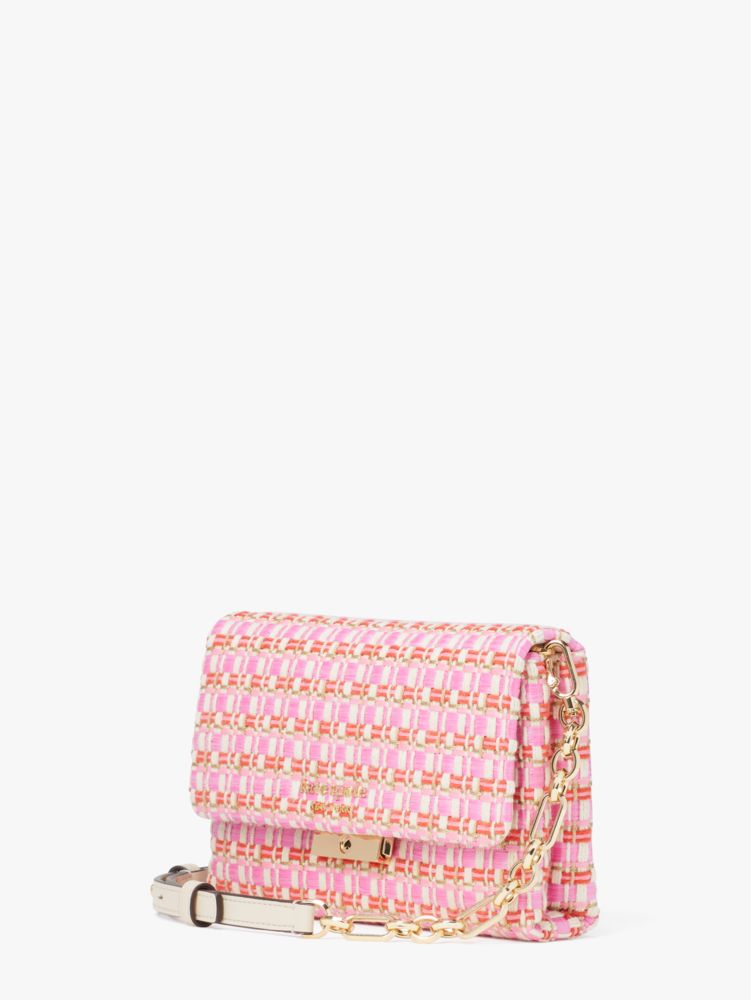 Carlyle Raffia Tweed Chain Wallet, Pink Multi, Product