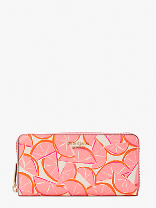 spencer grapefruit zip-around continental wallet by kate spade new york non-hover view