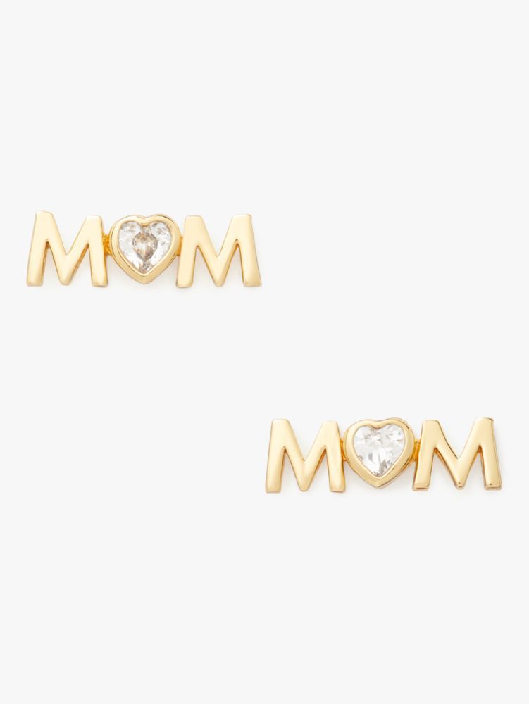 Love You, Mom Boxed Studs, Clear/Gold, Product