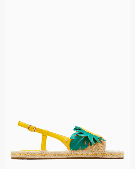 Tropical Pineapple Flat Sandals, Natural, ProductTile
