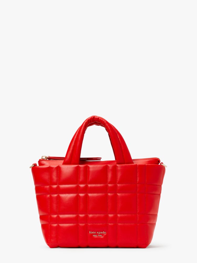 Softwhere Quilted Leather Mini Tote, Bright Red, ProductTile