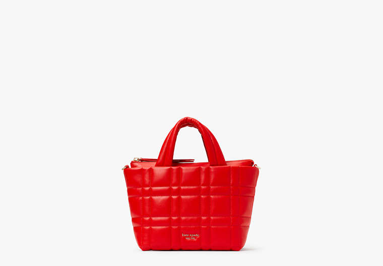 Softwhere Quilted Leather Mini Tote, Bright Red, Product image number 0