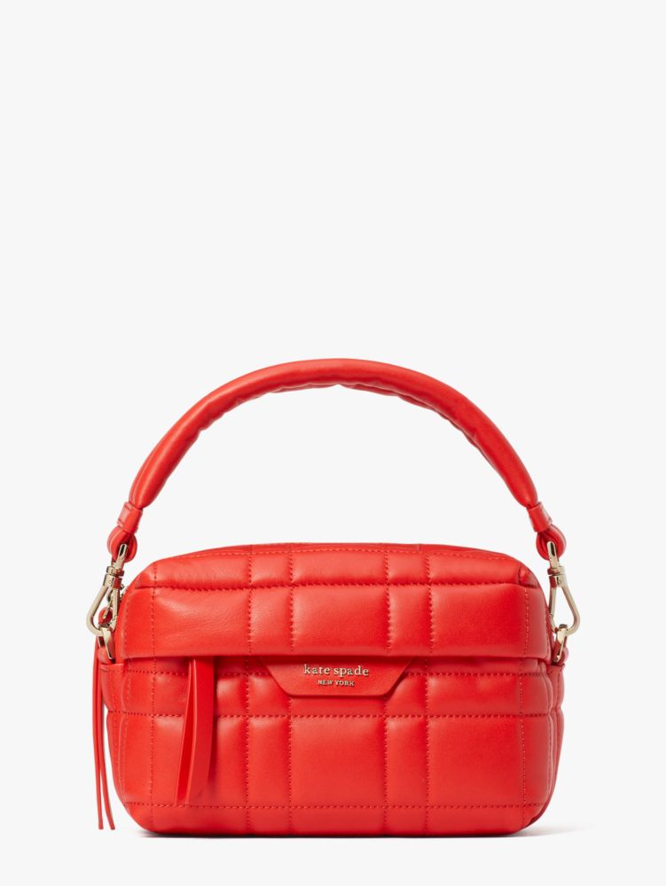 Softwhere Quilted Leather Small Crossbody, Bright Red, ProductTile