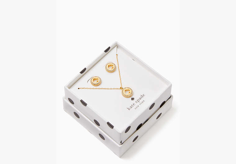 Spot The Spade Pendant And Studs Boxed Set, Clear/Gold, Product image number 0