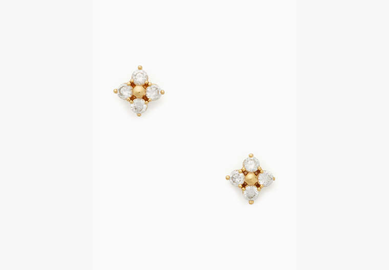 Kate Spade,miosotis flower studs,Clear/Gold image number 0