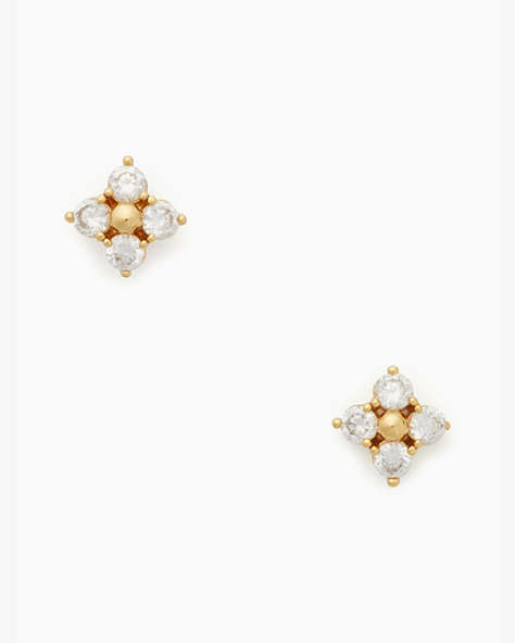 Miosotis Flower Studs, Clear/Gold, ProductTile