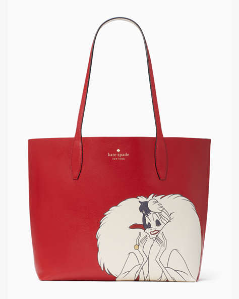 Disney X Kate Spade New York Cruella Tote Bag, Red Multi, ProductTile