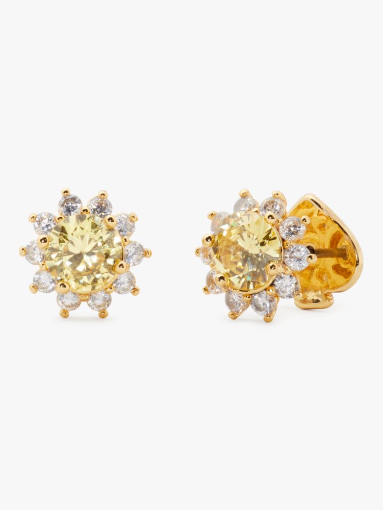Kate Spade Sunny Stone Halo Studs In Yellow