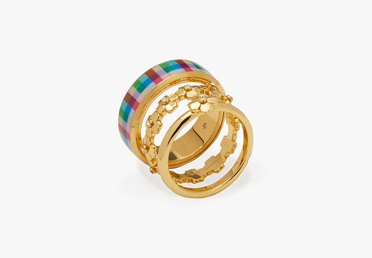 Heritage Spade Flower Stacked Ring Set, Blue Madras Plaid, Product image number 0